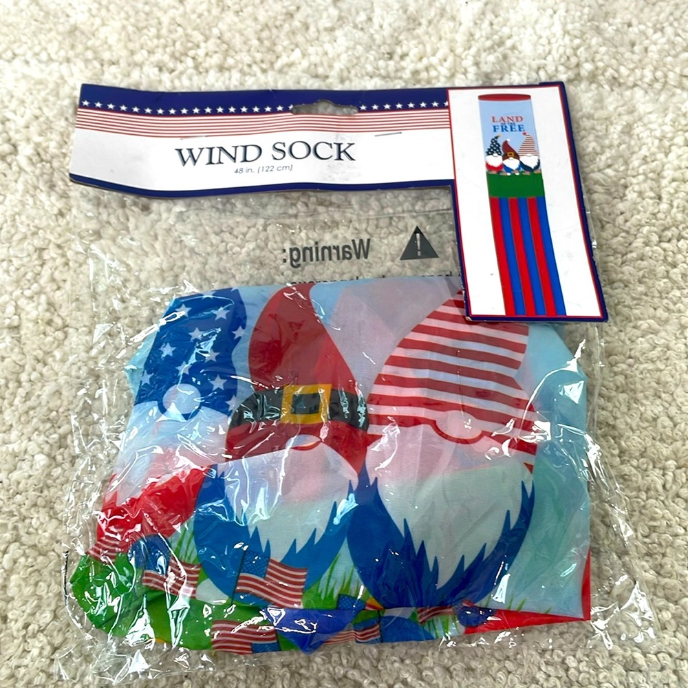 - 🍒 3 for 15 🍒 Patriotic Gnome Wind Sock 48” inches 4th of July decor